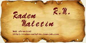 Raden Maletin vizit kartica
